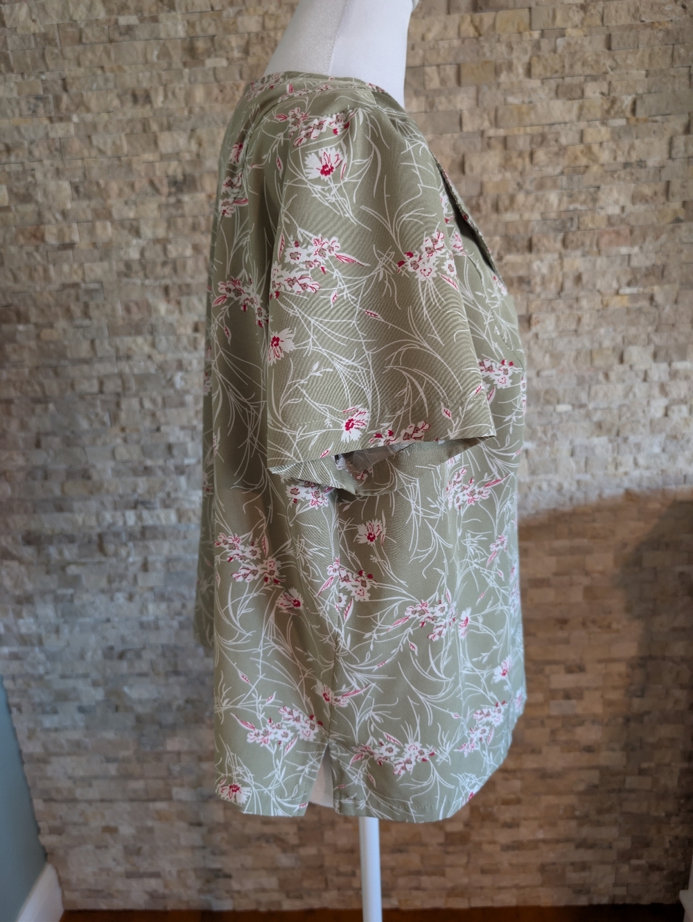 Floral Collared Blouse Button Down Cottage Prairie Vintage Inspired Sz M Petite image 2